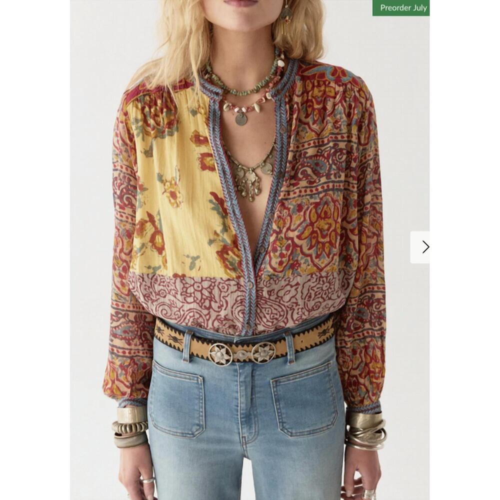 NEW MAISON HOTEL leandra long sleeve blouse in patch work